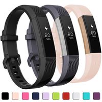 GEAK Compatible with Fitbit Alta and Fitbit Alta HR Band, Soft Classic Accessories Sport Bands Compatible for Fitbit Alta HR/Fitbit Ace,Small,Gray Black Pink
