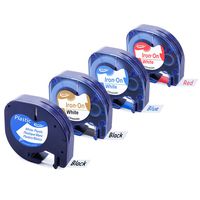 Replace DYMO LetraTag Refills 91331 Plastic Label Tape Plus 18771 18775 18779 Fabric Iron-On Tape Compatible with DYMO LetraTag Label Maker LT-100H LT100T QX50, 1/2 Inch 4-Pack