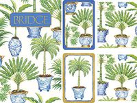 Entertaining with Caspari Gift Set Jumbo Type - 2 Score Pads & Bridge Tallies (Package of 24) (Potted Palms)