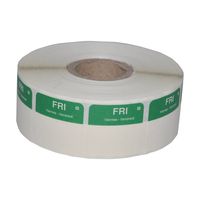 Day of The Week Trilingual Food Rotation Label1 x 1 Inch Dissolvable Labels (Roll of 1000) (Friday)