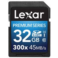 Lexar 32GB Premium Series 300x 45MB/sec SDHC CL10 Memory Card