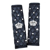 Seatbelt Covers Car Seat Belt Strap Cover Soft Comfort Stylish Shoulder Cover for Backpack & Shoulder Bag with Luxury Shinning Crown and Diamonds 2 Pack (QUEEN ONLY) (Seatbelt Cover Black)