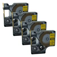 QPMY 4 Pack 18056 S0718310 Black on Yellow Heat-Shrink Tube Compatible for DYMO Rhino IND Label Tape 1/2" x 5'