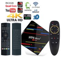 Apes H96 MAX+ Plus Voice Remote Control Android 8.1 Quad Core Bluetooth 4.1 64GB ROM 4GB RAM 1080p 4K 3D Dual WiFi 5G TV Box + Air Mouse Backlit Wireless Keyboard Remote