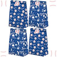 24 Pack Baseball Party Candy Favor Bags with Stickers, Baseball Goodie Gift Treat Bags Baseball Themed Birthday Party Supplies