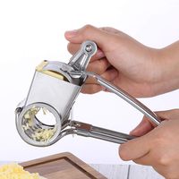Rotary Cheese Grater Stainless Steel Cheese Shredder with 3 Interchangeable Drum Blades, Professional Handheld Cheese Cutter and Slicer