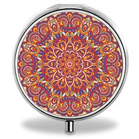 IMLONE Pill Organizer, Customized Colorful Flower Pill Boxes with 3 Components for Purse