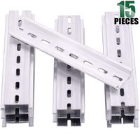 Keadic 15Pcs DIN Rail Slotted Aluminum RoHS Assortment Kit, 6 Inches Long 35mm Wide 7.5mm High