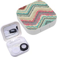 Portable Contact Lens Case Box Travel Kit Mirror + Bottle + Tweezers Container Holder [ Geometric ]