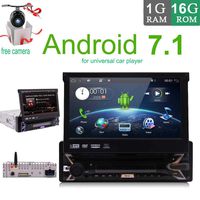 Android 7.1 4-Core 1GB 16GB Single Din 7 Inch Touch Screen, MP3/USB/SD/AM/FM Car Stereo 7 Inch Digital LCD Monitor, Detachable Front Panel, Wireless Remote, Multi-Color Illumination CD DVD Player