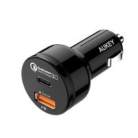 AUKEY Fast Car Charger, 33W USB C Car Adapter 18W QC 3.0 Compatible with iPhone 11 Pro Max, Google Pixel 4/4 XL, Samsung Galaxy S10, and More