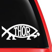 EvolveFISH Thor Fish Vinyl Decal White 5"