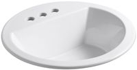 Kohler K-2714-4-0 Vitreous china Drop-In Arch Bathroom Sink, 21 x 21 x 10 inches, White