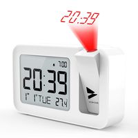 Hosome Projection Alarm Clock, Digital Alarm Clock on Ceiling with Indoor Temperature Large LCD Display and 4 Adjustable Projection Brightness with 2 Alarm Volume Setting for Bedroom, Office，White