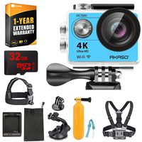 AKASO EK7000 Ultra HD Waterproof Sports Action Camera with Sports Camera Starter Kit (EK7000 AK-DVC-BL) + 32GB MicroSD High-Speed Memory Card & 1 Year Extended Warranty