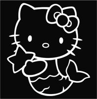 HELLO KITTY LITTLE MERMAID SANRIO LOGO VINYL STICKERS SYMBOL 5.5" DECORATIVE DIE CUT DECAL FOR CARS TABLETS LAPTOPS SKATEBOARD - WHITE