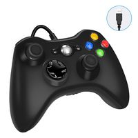 Xbox 360 Wired Game Controller, USB Wired Gamepad Controller for Microsoft Xbox 360, PC Windows 7,8,10 with Dual-Vibration Turbo, Trigger Buttons - Black