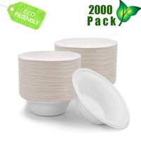 OURhome 8 oz Biodegradable Compostable Paper Disposable Bowl, Eco Friendly Sugarcane Bowls/Bagasse, Great for Ice Cream, Chili or Soup, 2000 Pack