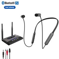 Friencity Wireless Earbuds Headphones for TV Watching w/Bluetooth Transmitter 164ft Range, Earphones Headset Hearing Set for Home Stereo w/Digital Optical RCA AUX, Paired at Once, No Audio Delay