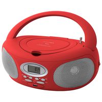 HANNLOMAX HX-321CD2 Portable CD/MP3 Boombox, AM/FM Radio, Bluetooth, USB Port for MP3 Playback, Aux-in (Red)
