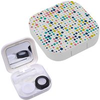 Portable Contact Lens Case Box Travel Kit Mirror + Bottle + Tweezers Container Holder [ Polka Dot Circles ]