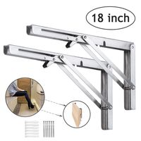 Folding Shelf Brackets 18 Inch , Heavy Duty Stainless Steel Collapsible Wall Mounted Shelf for Table Work Bench, DIY Bracket, Space Saving, Max Load 500 lb , Pack of 2 with Install Screws