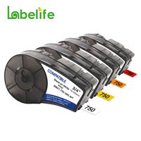 M21-750-595-WT/YL/OR/RD(4 Pack) BMP21-PLUS Labels,Hight Adhesion Vinyl Film Label Tape Cartridge (Black on White/Yellow/Orange/Red) for BMP21-PLUS, IDPAL, BMP21-LAB-0.75" Width