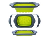 Comfify CM201523 Collapsible-Green & Grey-Over The Sink Colander with Handles-Folding Strainer for Kitchen 6-Quart Capacity, Green/Grey