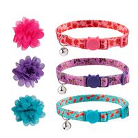 SCENEREAL Cat Collar Breakaway with Flower Bowtie 3 Packs - Lovely Spring Floral Pattern Adjustable Breakaway Collars for Cats Kitten Kitty