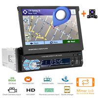 Single Din Folding Car Radio Stereo Receiver, HD Touch Screen Car Mp5 Player, Support GPS Navigation EQ Sound, Aux-in SD USB FM Radio+8LED Lights Backup Camera