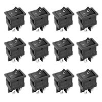 12 Pcs DPST ON-Off 4 Pin Snap Rocker Boat Switch Black AC 250V 6A 125V 10A for Car Auto Boat Household Appliances by MXRS