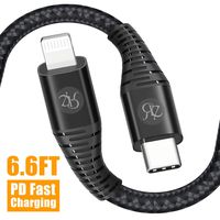 RE USB C to Lightning Cable 6.6ft [MFi Certified] Nylon Braid Fast Charging Syncing Cord for for iPhone 11 Pro Max / 11 Pro / 11 / X / XS / XR / XS Max / 8 / 8 Plus, Supports PD Fast Charging