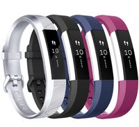 Tobfit Compatible with Alta Bands, 4 Pack, Soft TPU Classic Accessories Replacement Bands Compatible with Alta HR/Ace, Small Large (Small, Black/Silver/Blue/Plum)
