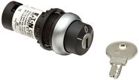 Eaton C22-WS3-MS1-K20 Key Operated Selector Switch, 3 Positions, Momentary Operation, Silver Bezel, DPST-2 NO Contacts