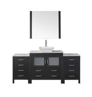 Virtu USA Dior 72 inch Single Sink Bathroom Vanity Set in Zebra Grey w/ Square Vessel Sink, Italian Carrara White Marble Countertop, Single Hole Polished Chrome, 1 Mirror - KS-70072-WM-ZG