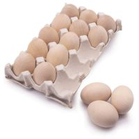 15Pcs Unpainted Wooden Fake Easter Eggs for Children DIY Game,Kitchen Craft Adornment,Toy Foods