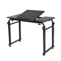 Overbed Table with Wheels Mobile Laptop Desk Cart Computer Table Over The Bed Table Adjustable Height and Length with Tilt Stand Board for Hospital and Home