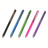 5-Pack TruGlide Mesh Fiber Stylus with Microfiber Knit Tip for All Capacitive Touch Screen Tablets, iPad, and Smartphone (Black with Gold Clip, Blue, Green, Pink, and Purple with Silver Clip), Lynktec