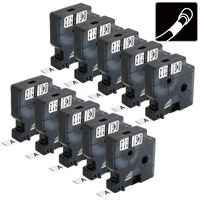 10-Pack Compatible Industrial Heat Shrink Tube Labels Replacement for DYMO 18053 Fit with DYMO Rhino 4200 5200 5000 6000 Industrial Label Maker (Black on White, 3/8" x 4.9')