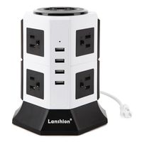 Lanshion 8 Outlet Surge Protector Power Strip with 4 USB Charging Ports 1875W Desktop USB Charging Station with 6.5-Feet Long Power Cord, 1000 Joules, UL Listed(White + Black)