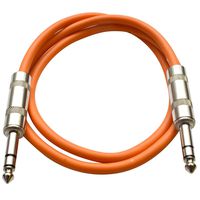 Seismic Audio - SATRX-3 - Orange 3' 1/4" TRS to 1/4" TRS Patch Cable