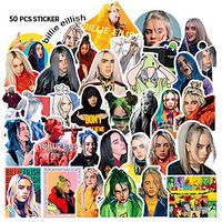 Fuguan Billie Eilish Stickers, Waterproof Vinyl Stickers Car Motorcycle Bicycle Skateboard Luggage Decal for Kids Teens Adults(7-8cm 50pcs 2)