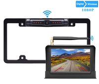 LeeKooLuu HD 1080P Digital Wireless Backup Camera 5'' Display High-Speed Observation System for Cars,RVs,Pickups,Trucks,Campers IP69 Waterproof License Plate Camera Front/Rear View Night Vision Clear