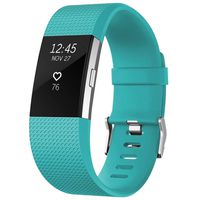 SKYLET for Fitbit Charge 2 Bands, Replacement Bands for Fitbit Charge 2 Bracelet Solid Colors with Secure Watch Clasp (No Tracker) [Small, Teal]