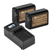Green Extreme NP-FW50 2 Pack Battery and Compact Smart Charger Kit for Sony DSC-RX10 IV, DSC-RX10 III, DSC-RX10 II, DSC-RX10, Alpha 7, Alpha 7R, a7, a7R, A7s, A7sII, a3000, a5000, a6000, a6300, a6500