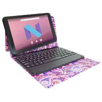 Visual Land Prestige Elite 10.1" IPS [2 in 1] Quad Core 64Bit 16GB Android 7.0 Nougat Tablet with Docking Keyboard Case Stand, Paisley (ME10QDDC16MAGP)