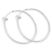 Aloha Earrings - Clip On Hoop Earrings for Women - Silver and Gold-Tone Brass Spring Hoops for Non-Pierced Ears (Bright Silver Large)