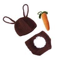 APRILALEX Newborn Infant Baby Photography Prop Crochet Knit Rabbit Hat Diaper Costume Set Handmade Cap Outfits Clothes Hat(E)