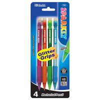BAZIC Sparkly 0.7mm Mechanical Pencil w/ Glitter Grip (4/Pk) (Case of 24)