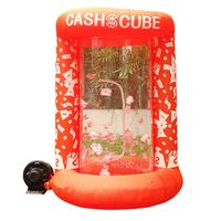 Inflatable Cash Cube Booth for Advertisment, Inflatable Money Grab Machine for Event (No Blower Included) (Orange)